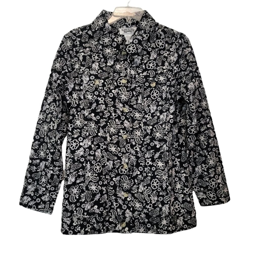 NWOT Country Store‎ Catalog Jacket Floral Embroidered Shacket Womens Medium